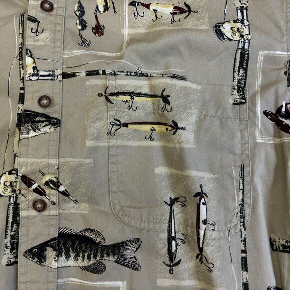 Woods Waters Fish Lure Shirt Mens Large Casual Button Down Fishing Outfitters - Picture 4 of 8
